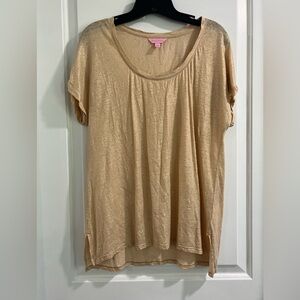 Lily Pulitzer Gold Linen Short Sleeve Top